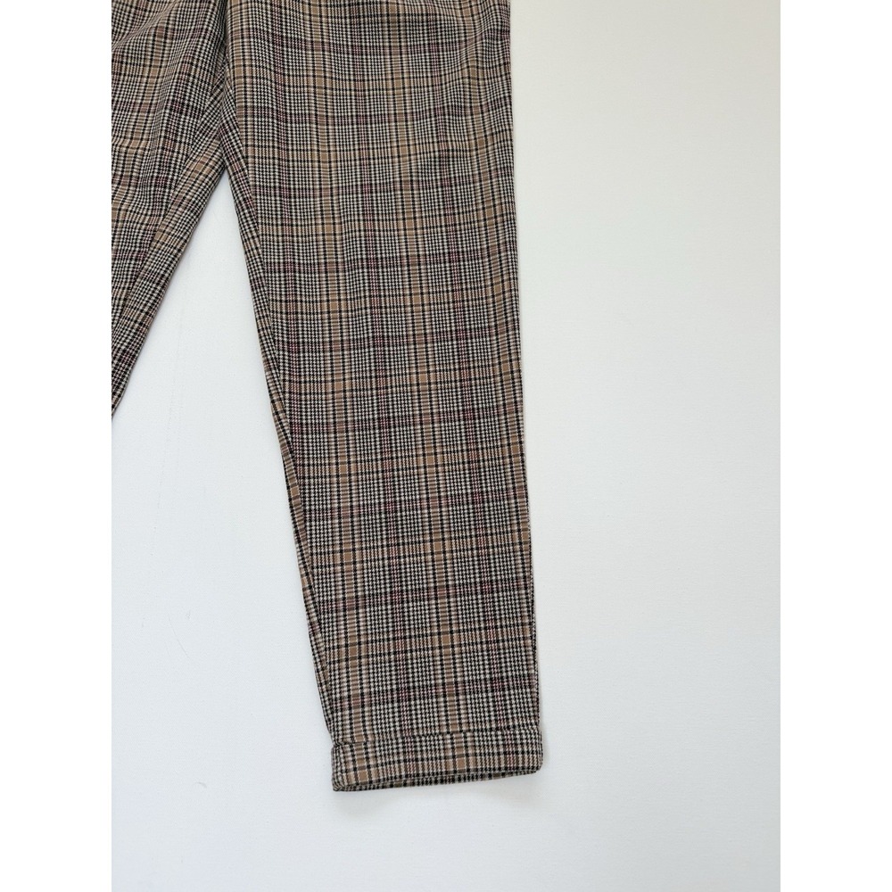 SO Women's Plaid Dress Pants Pull-On Elastic Waist Pockets Brown Black S - Picture 2 of 7